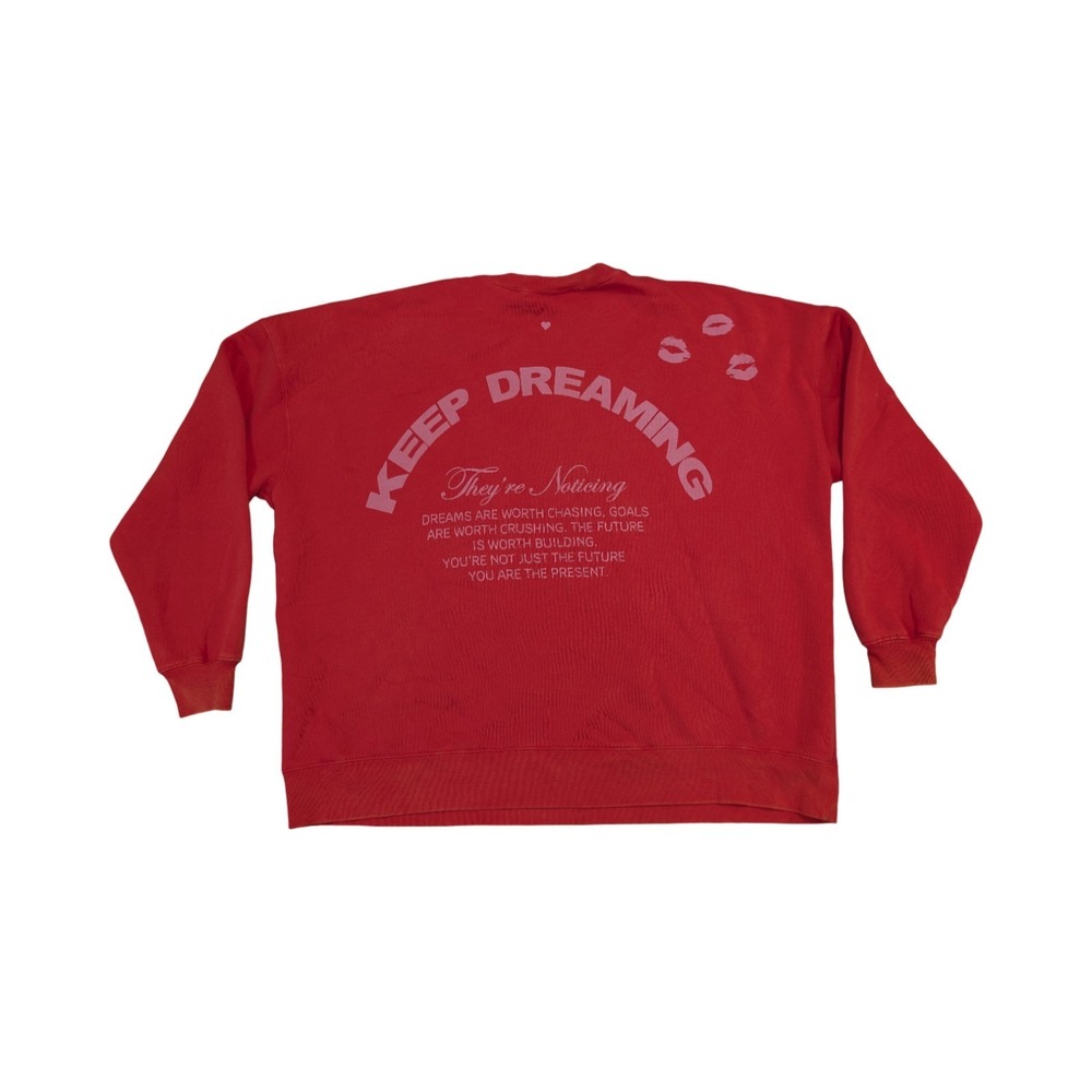 ⭐C1 Wild Fable Distressed/Faded Sweatshirt Red Keep Dreaming Size Large - Picture 3 of 5